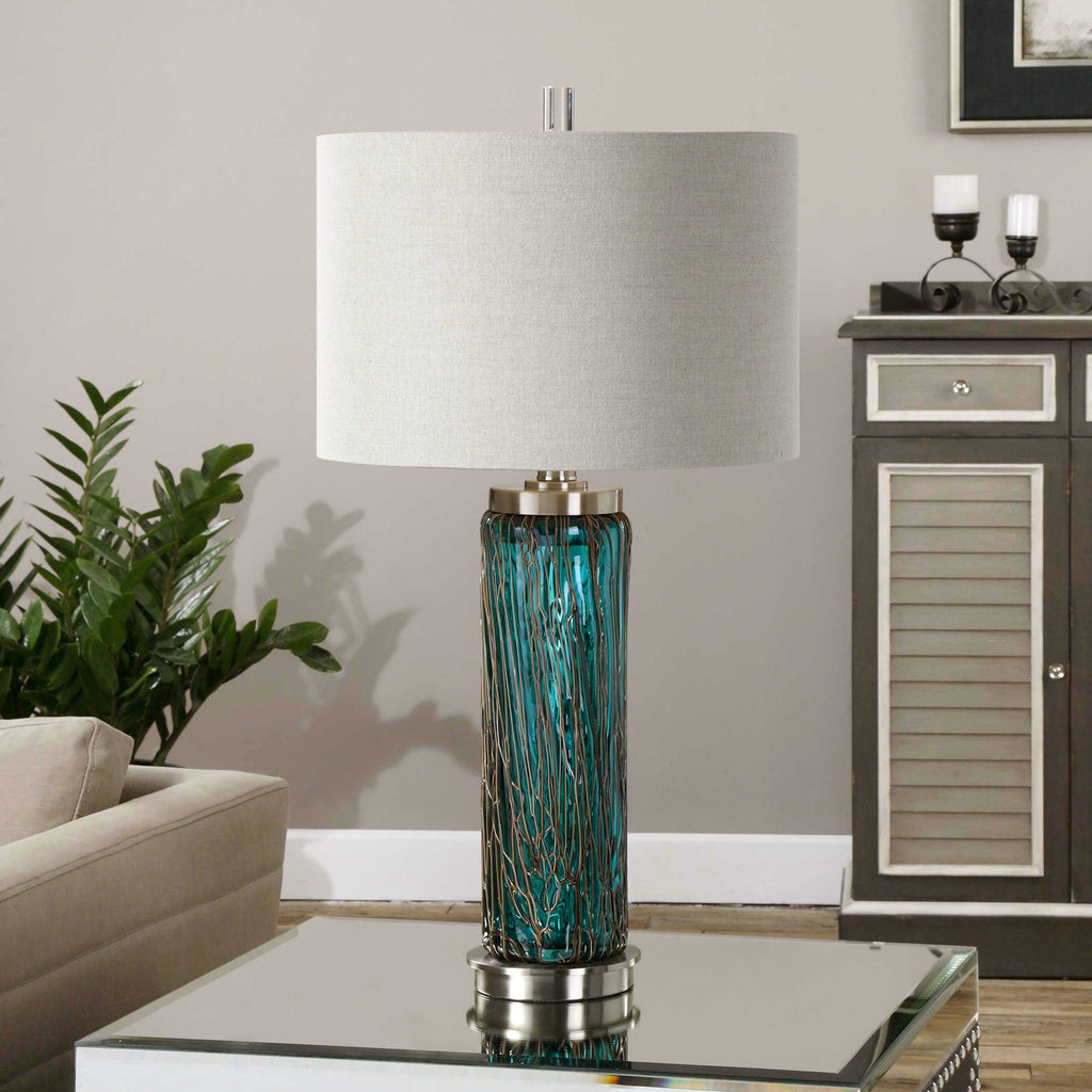 Almanzora Blue Glass Lamp - Bombay Mercantile