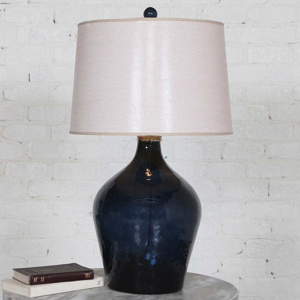 Lamone Blue Glass Lamp - Bombay Mercantile
