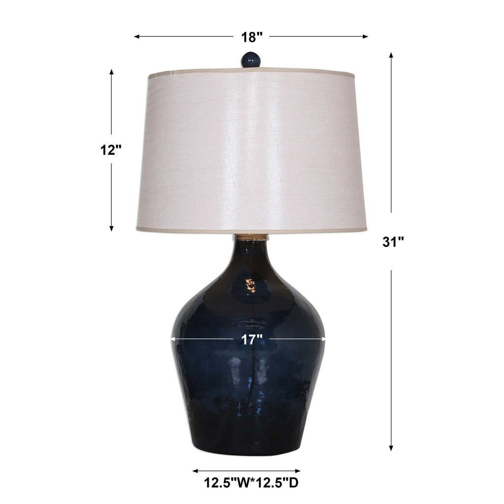 Lamone Blue Glass Lamp - Bombay Mercantile
