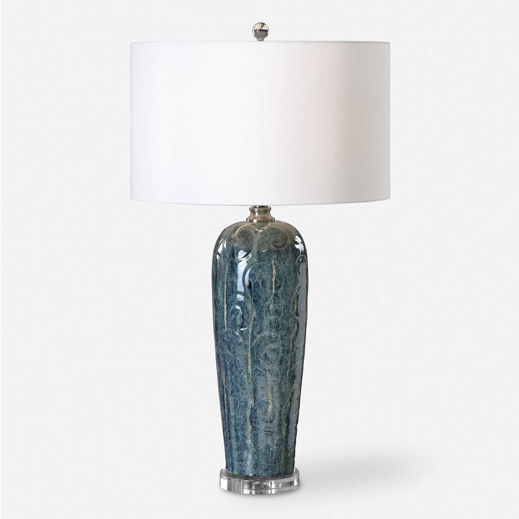 Maira Blue Ceramic Table Lamp - Bombay Mercantile