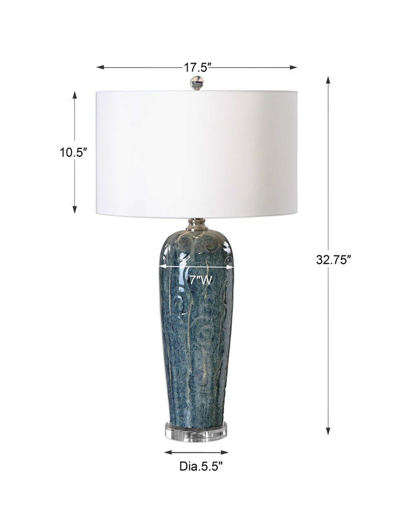 Maira Blue Ceramic Table Lamp - Bombay Mercantile