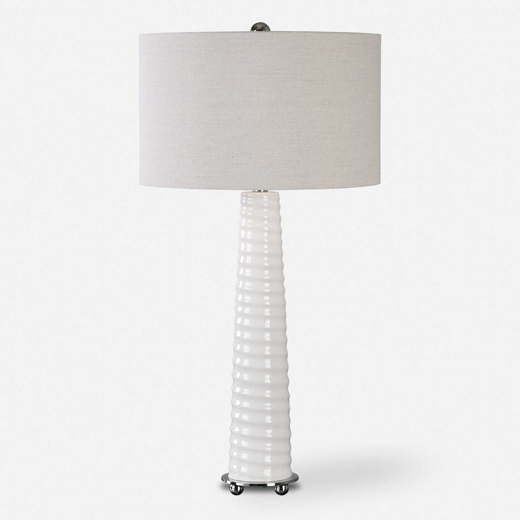 Mavone Gloss White Table Lamp - Bombay Mercantile