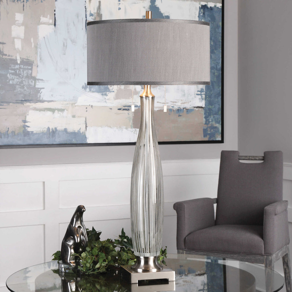 Coloma Gray Glass Table Lamp - Bombay Mercantile