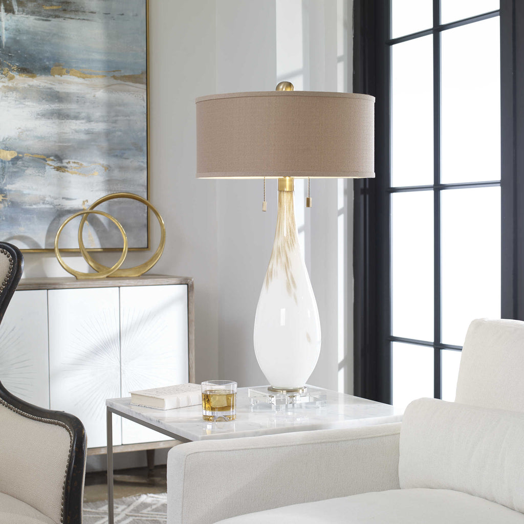 Cardoni White Glass Table Lamp - Bombay Mercantile