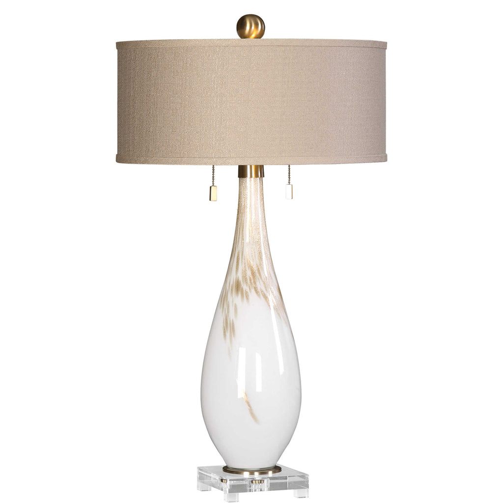 Cardoni White Glass Table Lamp - Bombay Mercantile