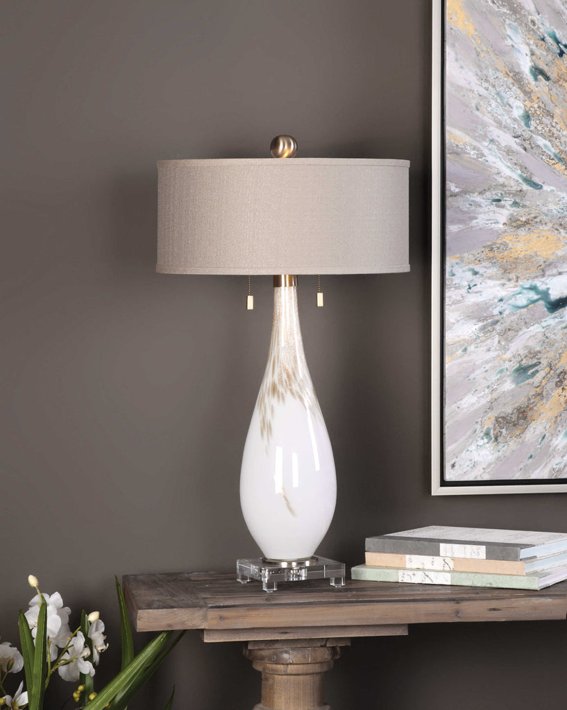Cardoni White Glass Table Lamp - Bombay Mercantile