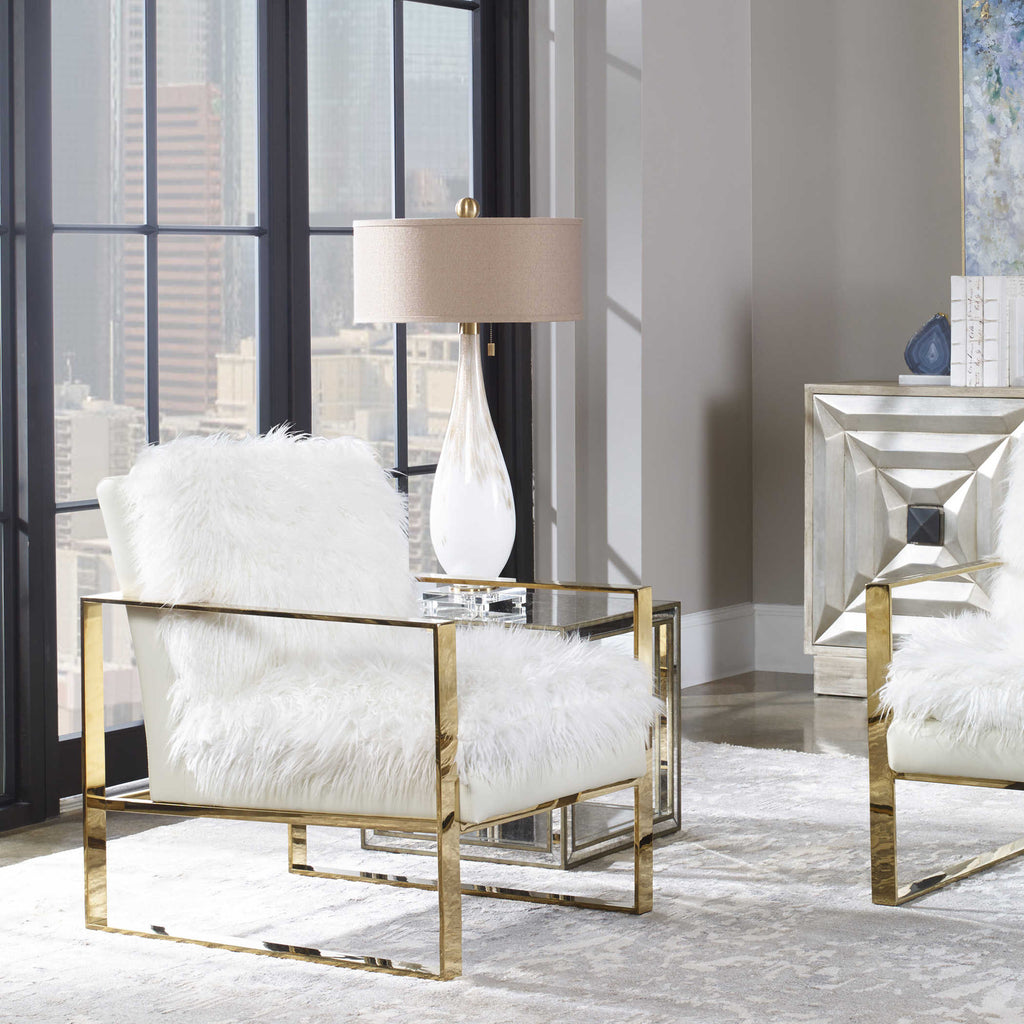 Cardoni White Glass Table Lamp - Bombay Mercantile