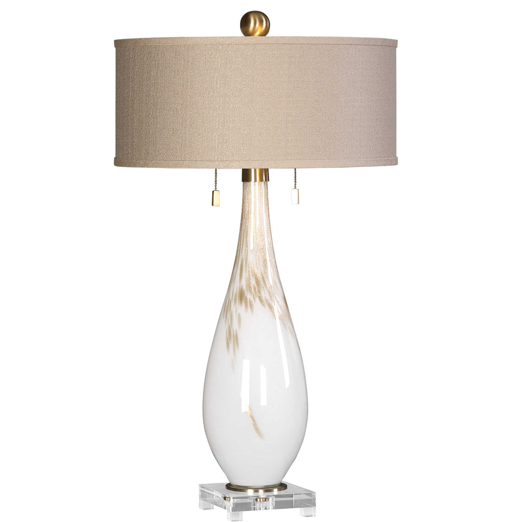 Cardoni White Glass Table Lamp - Bombay Mercantile