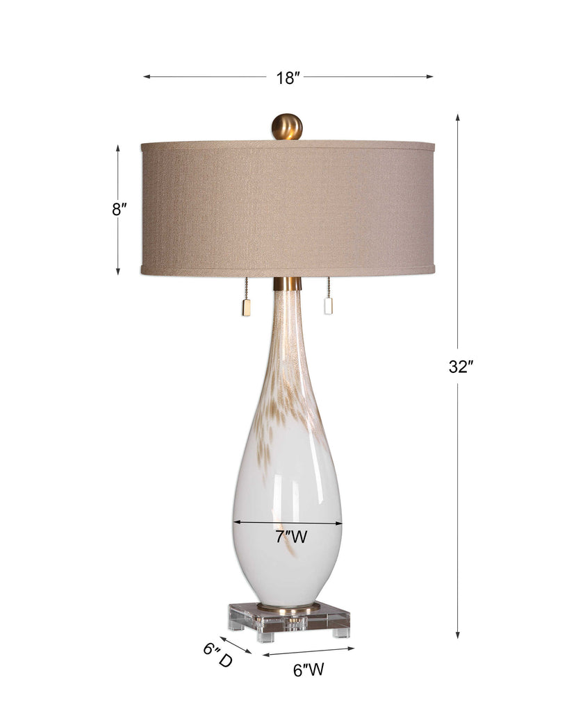 Cardoni White Glass Table Lamp - Bombay Mercantile