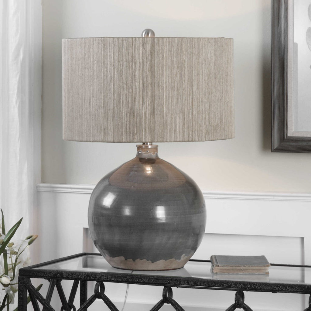 Vardenis Gray Ceramic Lamp - Bombay Mercantile
