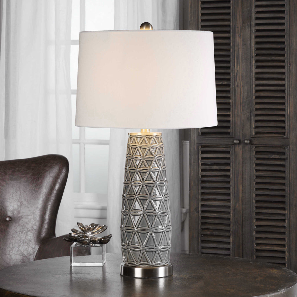 Cortinada Stone Gray Lamp - Bombay Mercantile