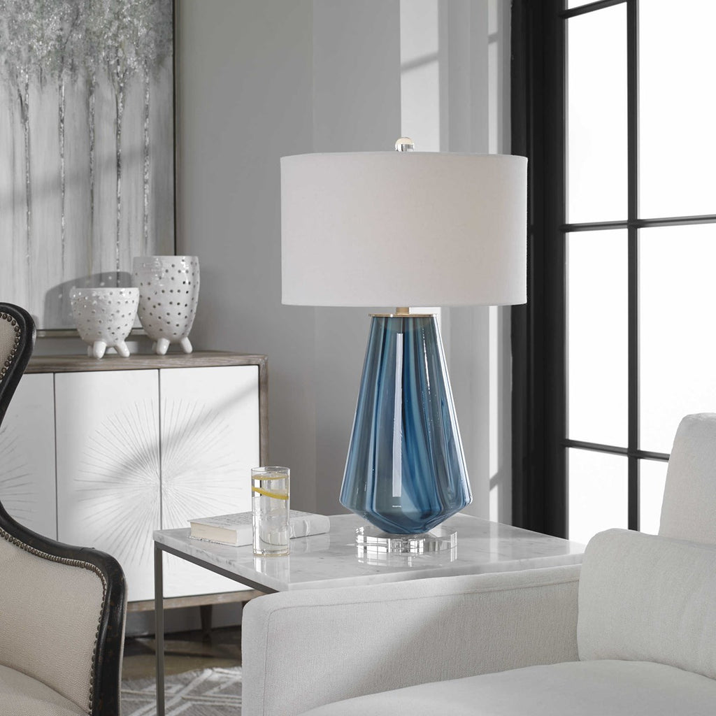 Pescara Teal-Gray Glass Lamp - Bombay Mercantile