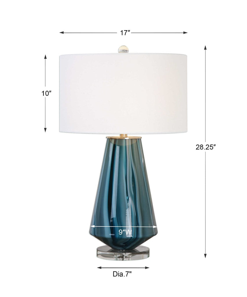 Pescara Teal-Gray Glass Lamp - Bombay Mercantile