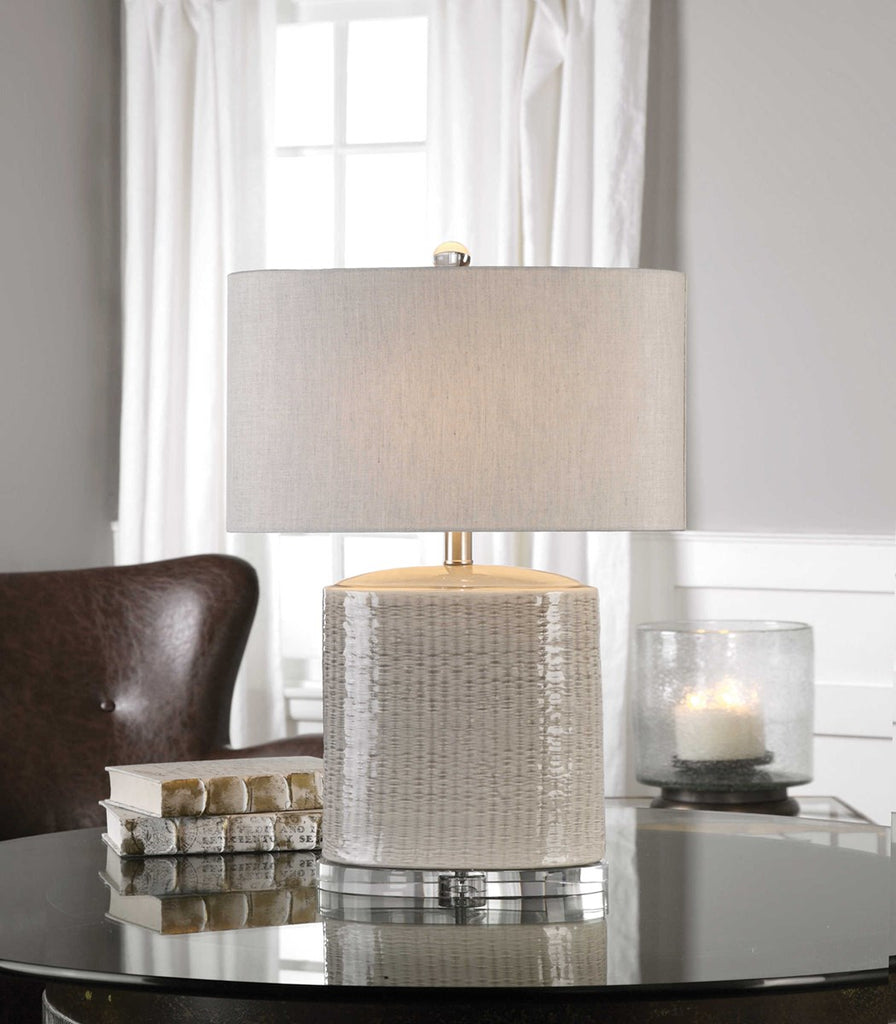 Modica Taupe Ceramic Lamp - Bombay Mercantile