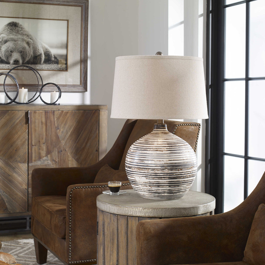 Bloxom Mocha Ivory Lamp - Bombay Mercantile