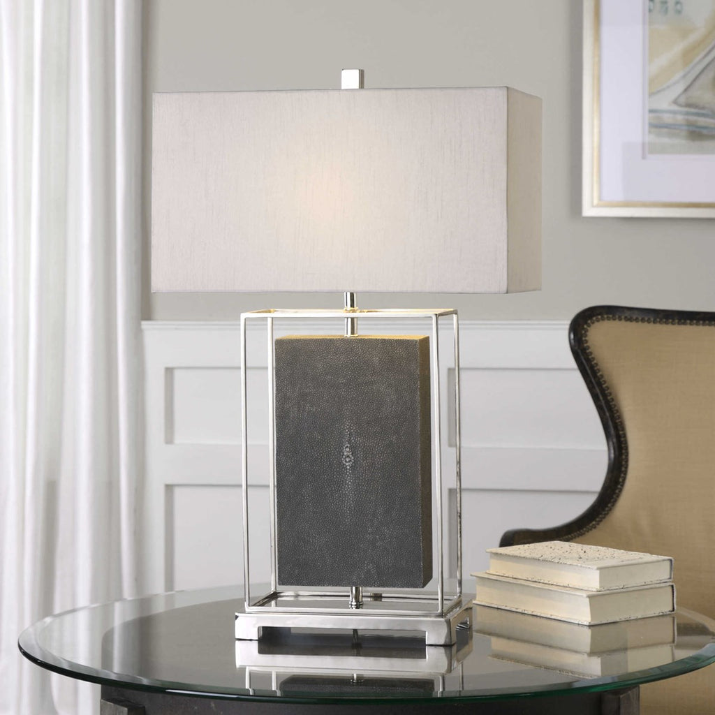 Sakana Gray Textured Table Lamp - Bombay Mercantile