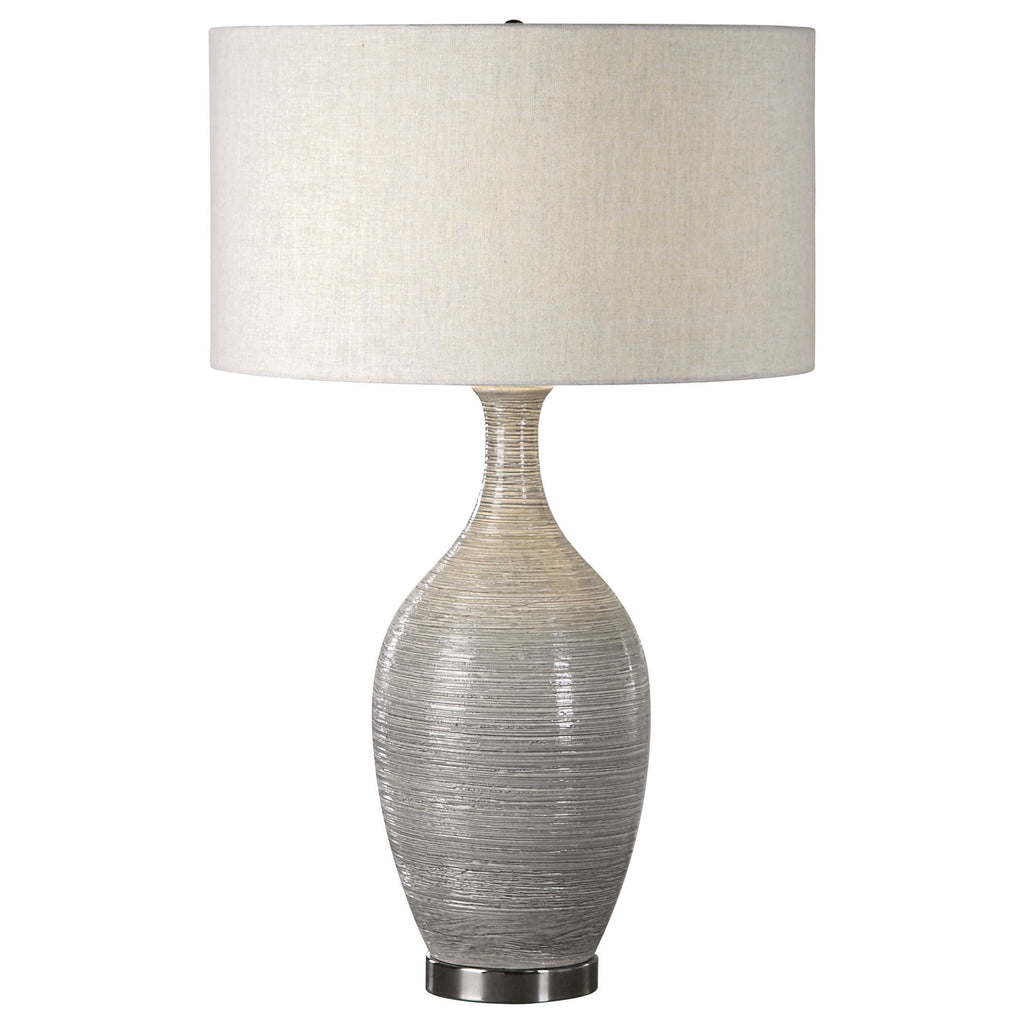 Dinah Gray Textured Table Lamp - Bombay Mercantile