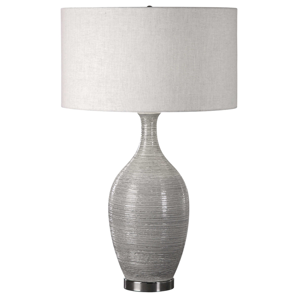 Dinah Gray Textured Table Lamp - Bombay Mercantile