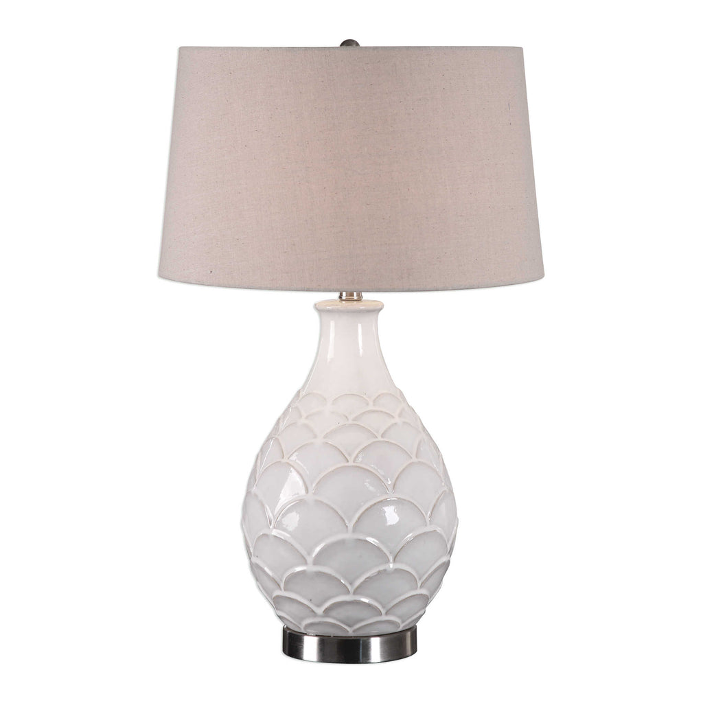 Camellia Glossed White Table Lamp - Bombay Mercantile
