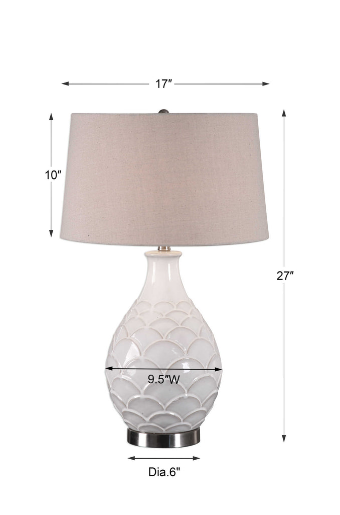 Camellia Glossed White Table Lamp - Bombay Mercantile