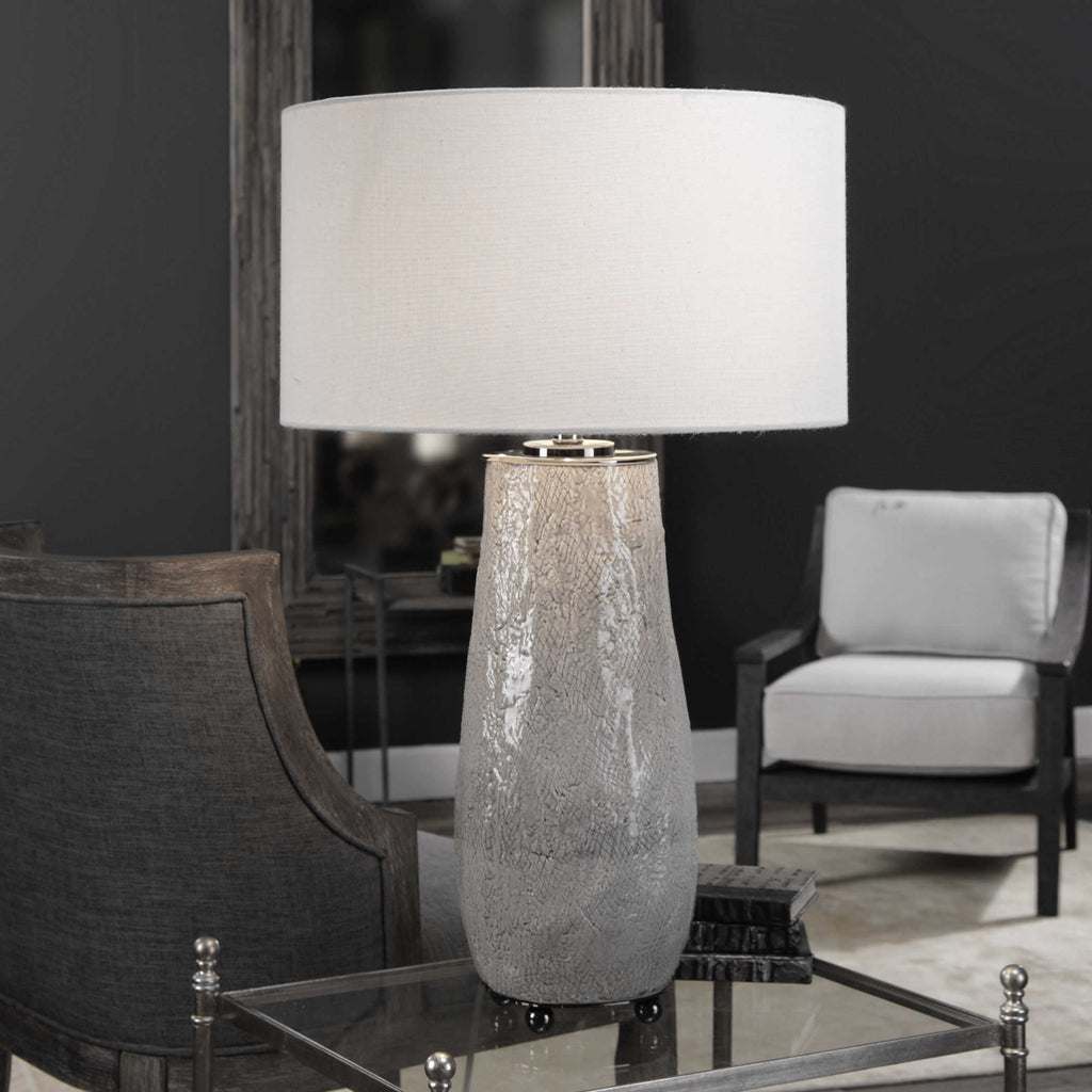 Balkana Aged Gray Table Lamp - Bombay Mercantile