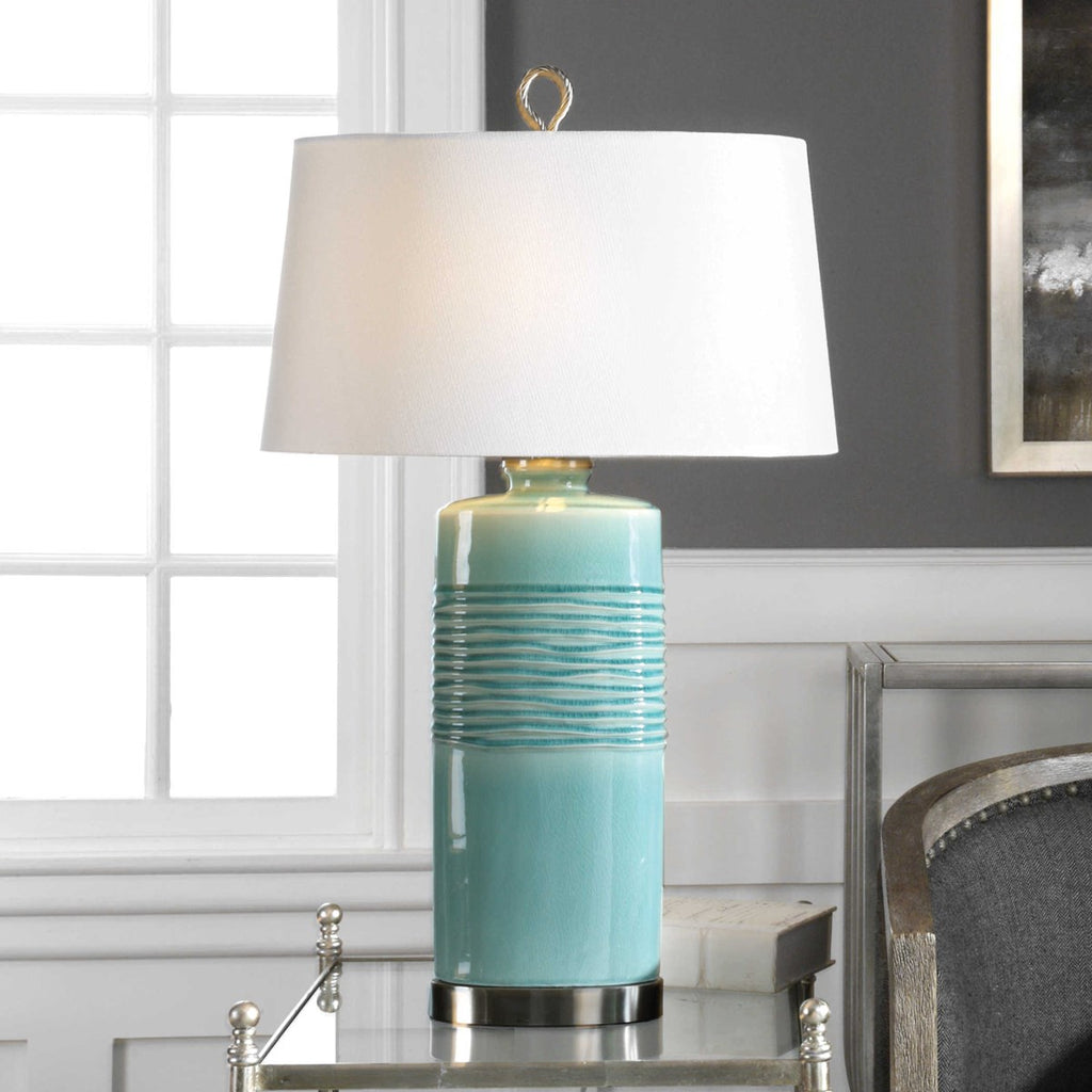 Rila Distressed Teal Table Lamp - Bombay Mercantile