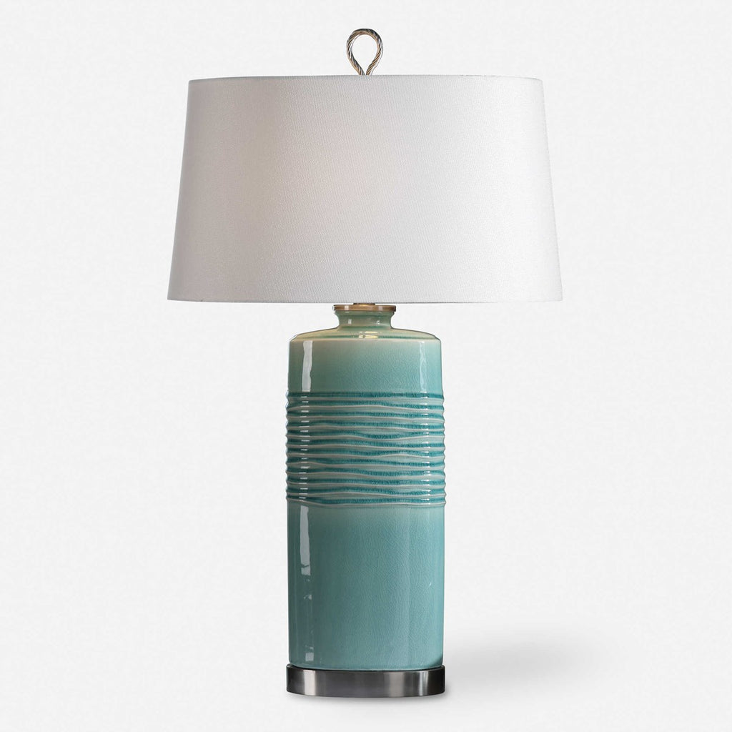 Rila Distressed Teal Table Lamp - Bombay Mercantile
