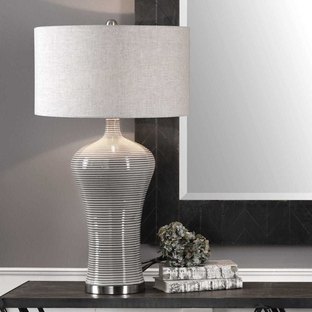 Dubrava Light Gray Table Lamp - Bombay Mercantile
