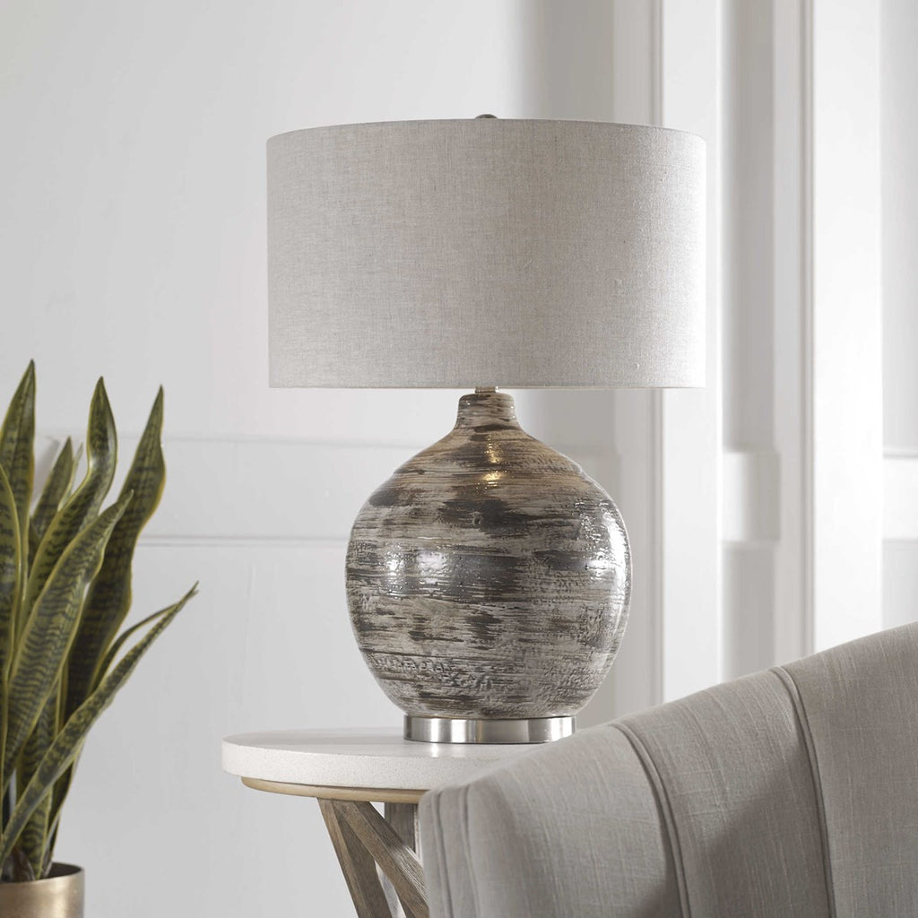 Tamula Distressed Ivory Table Lamp - Bombay Mercantile