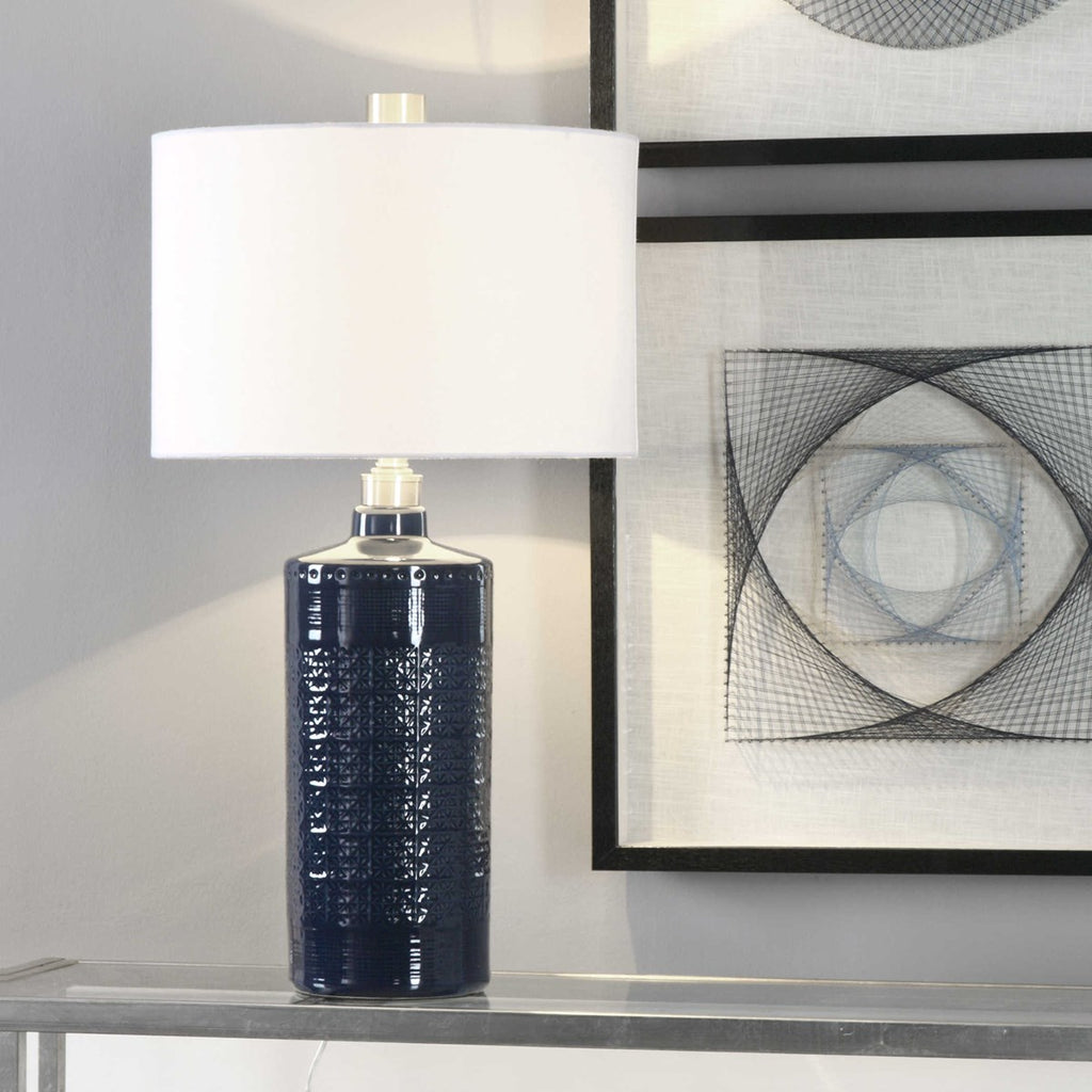 Thalia Royal Blue Table Lamp - Bombay Mercantile