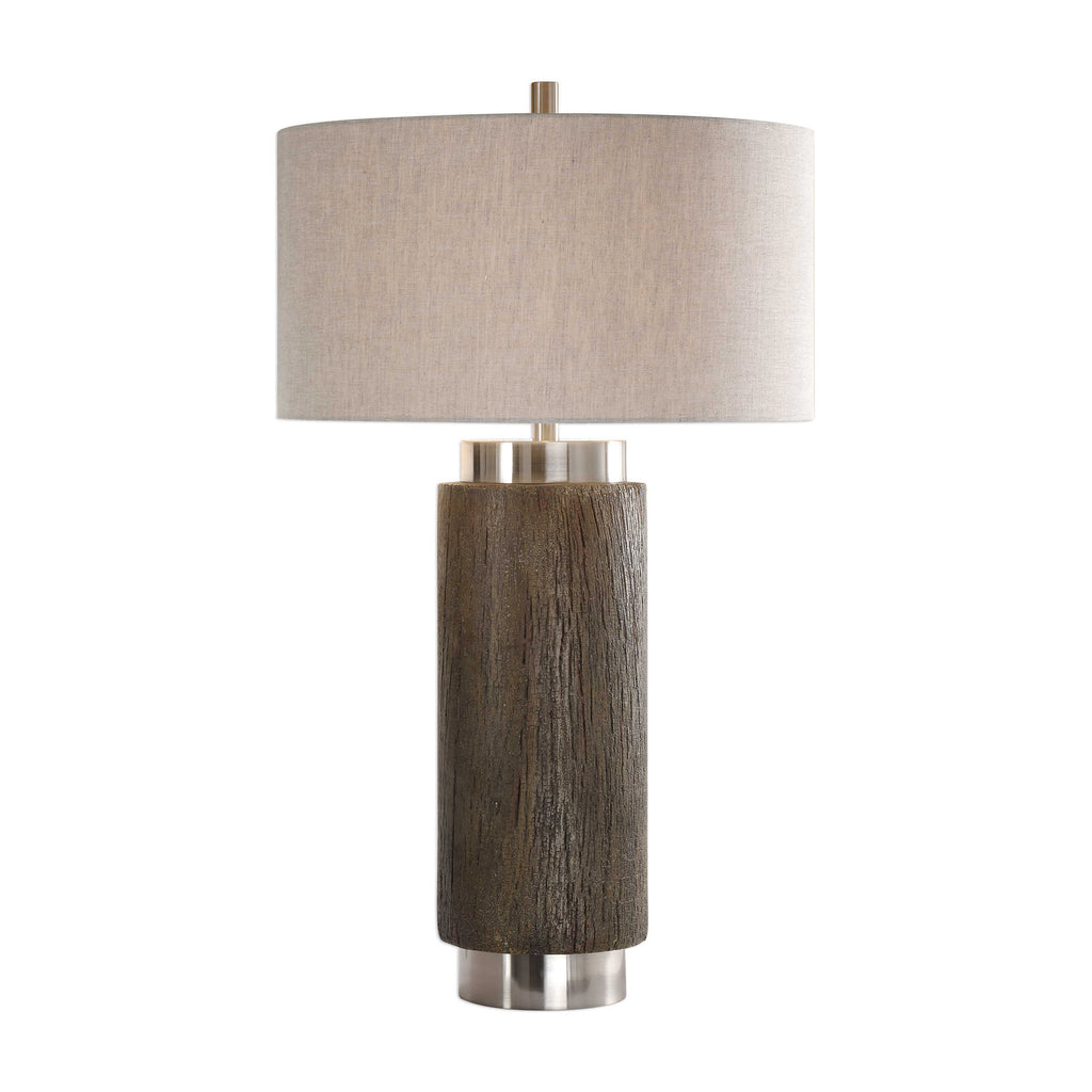 Cheraw Wood Cylinder Lamp - Bombay Mercantile