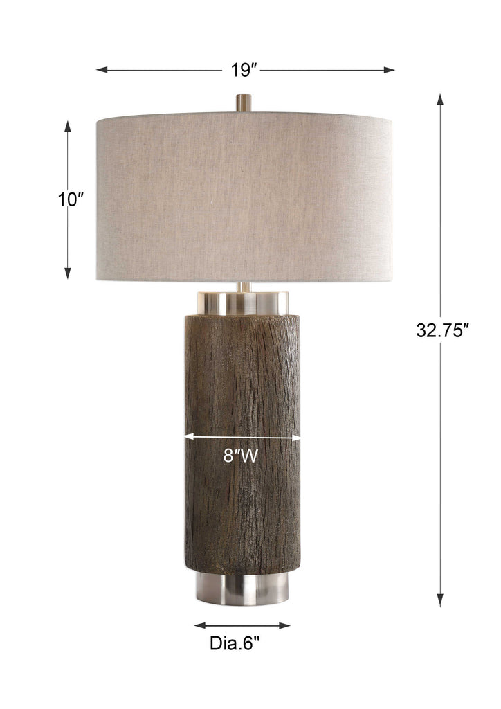 Cheraw Wood Cylinder Lamp - Bombay Mercantile