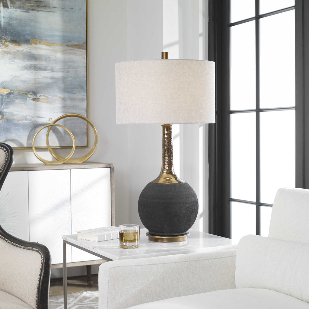 Arnav Textured Black Lamp - Bombay Mercantile