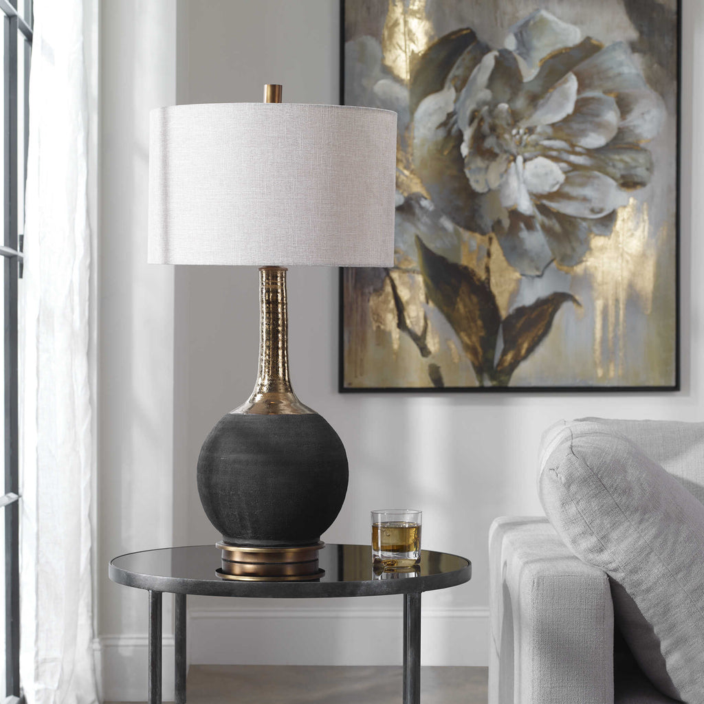 Arnav Textured Black Lamp - Bombay Mercantile