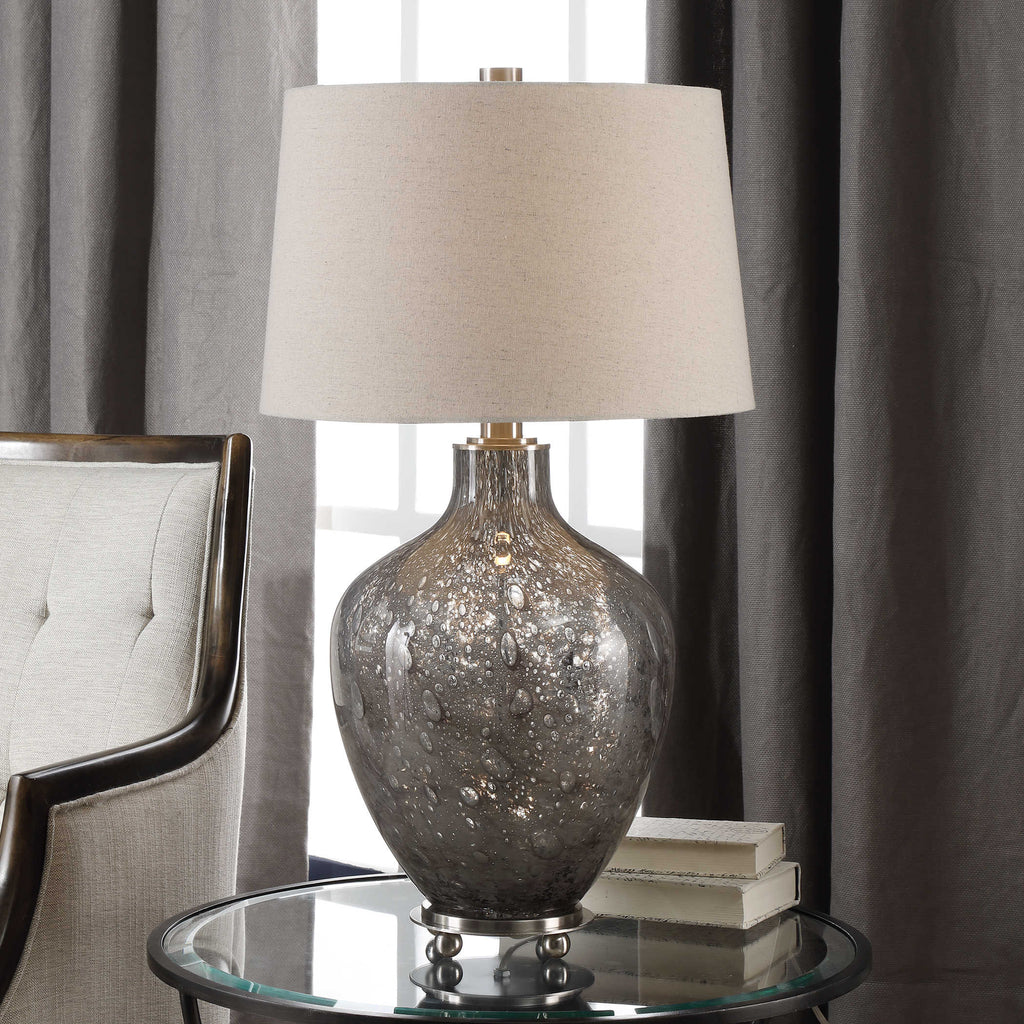 Adria Transparent Gray Glass Lamp - Bombay Mercantile
