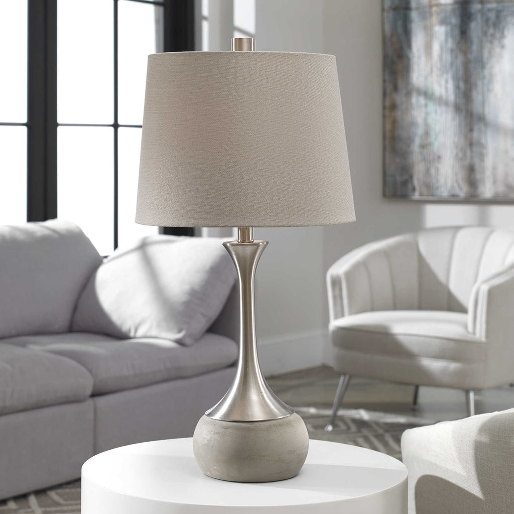 Niah Brushed Nickel Lamp - Bombay Mercantile