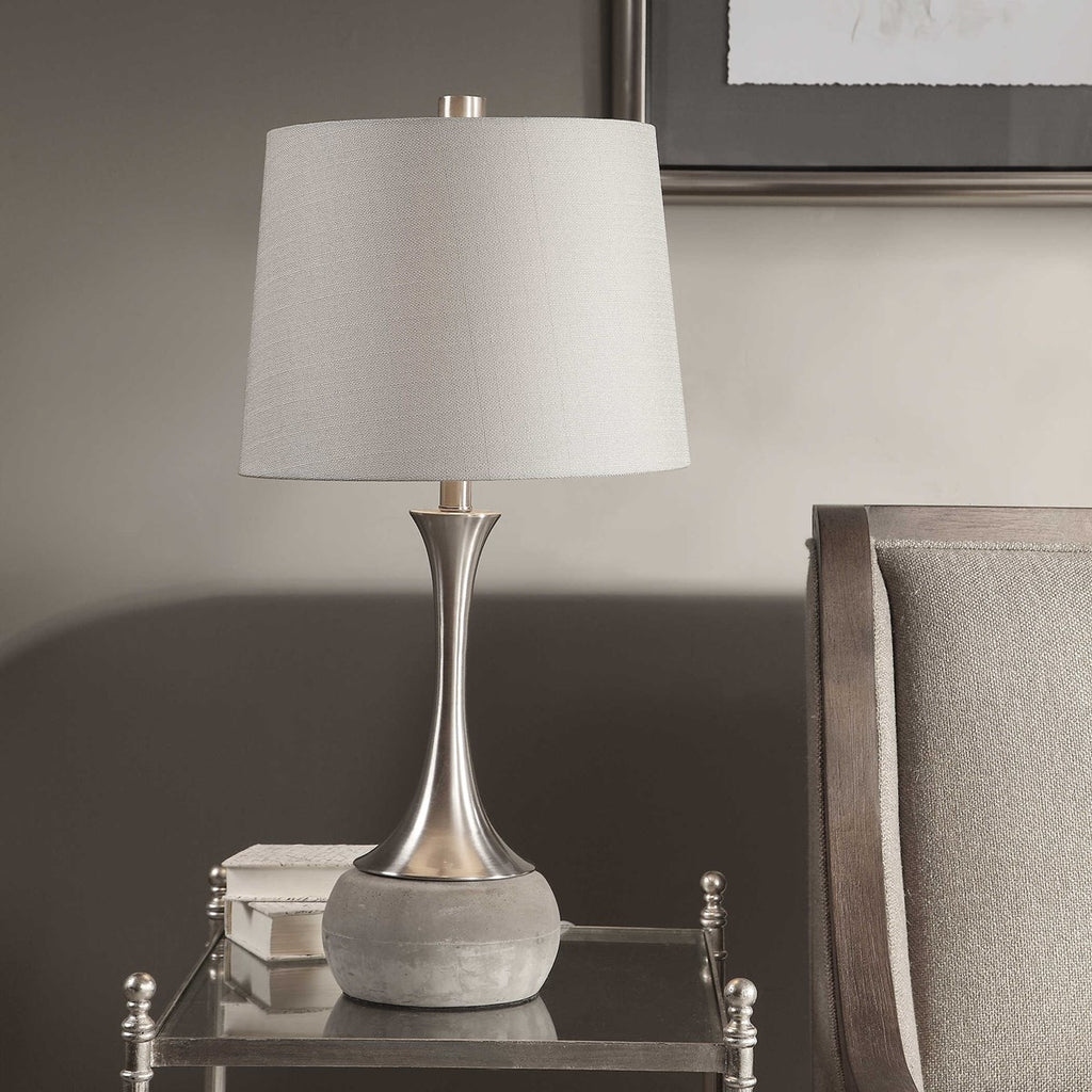 Niah Brushed Nickel Lamp - Bombay Mercantile
