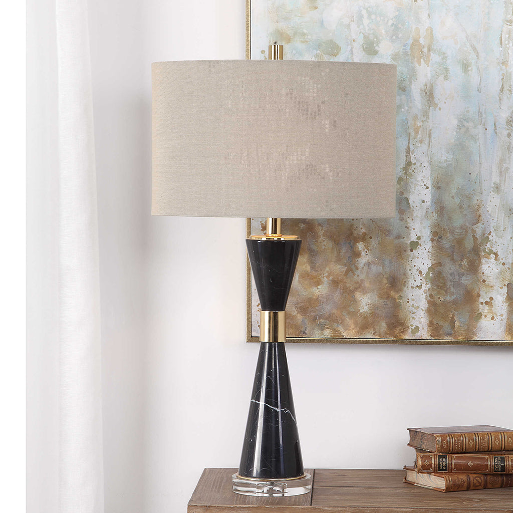 Alastair Black Marble Table Lamp - Bombay Mercantile