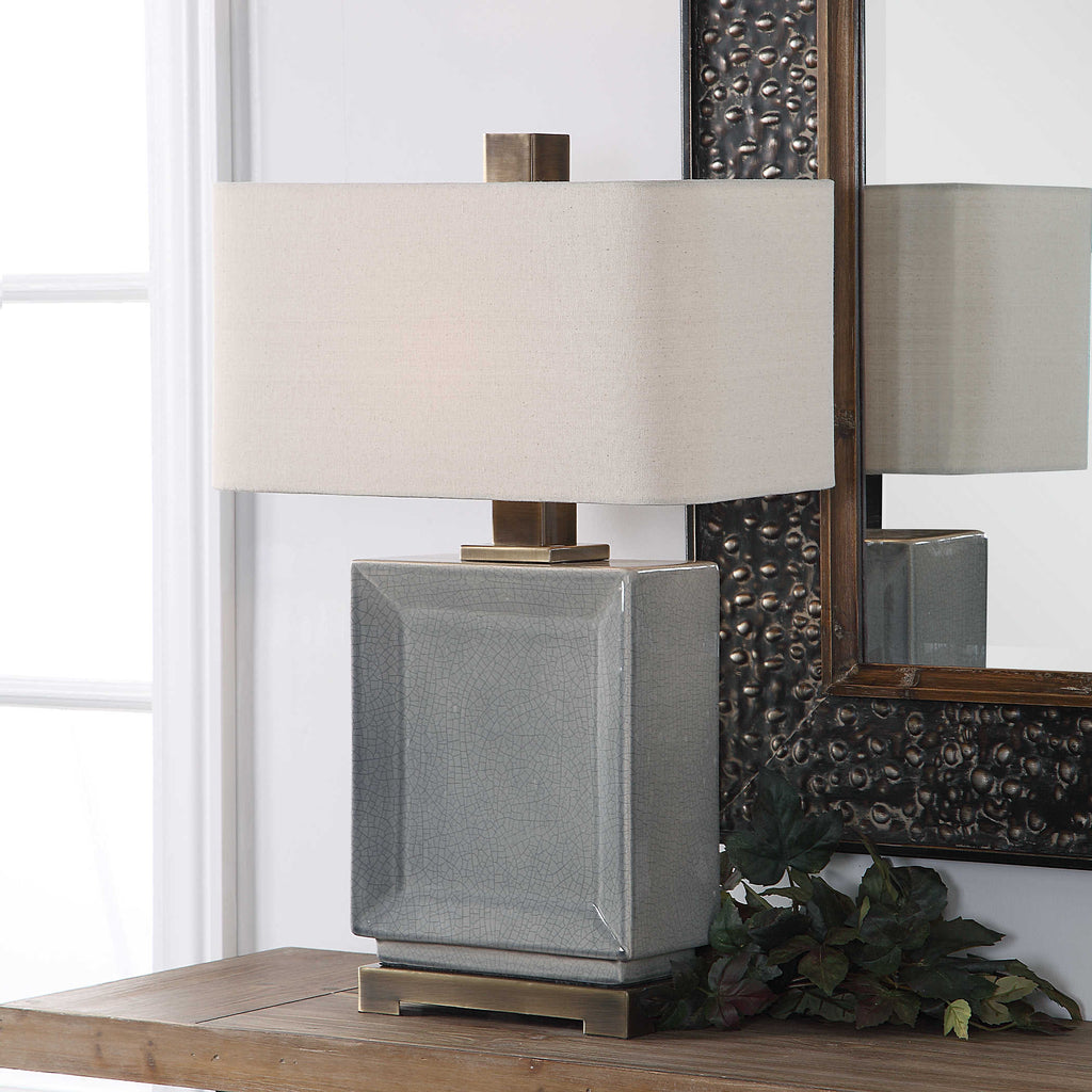 Abbot Crackled Gray Table Lamp - Bombay Mercantile