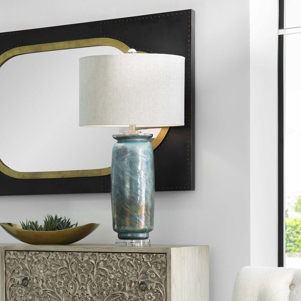 Olesya Swirl Glass Table Lamp - Bombay Mercantile