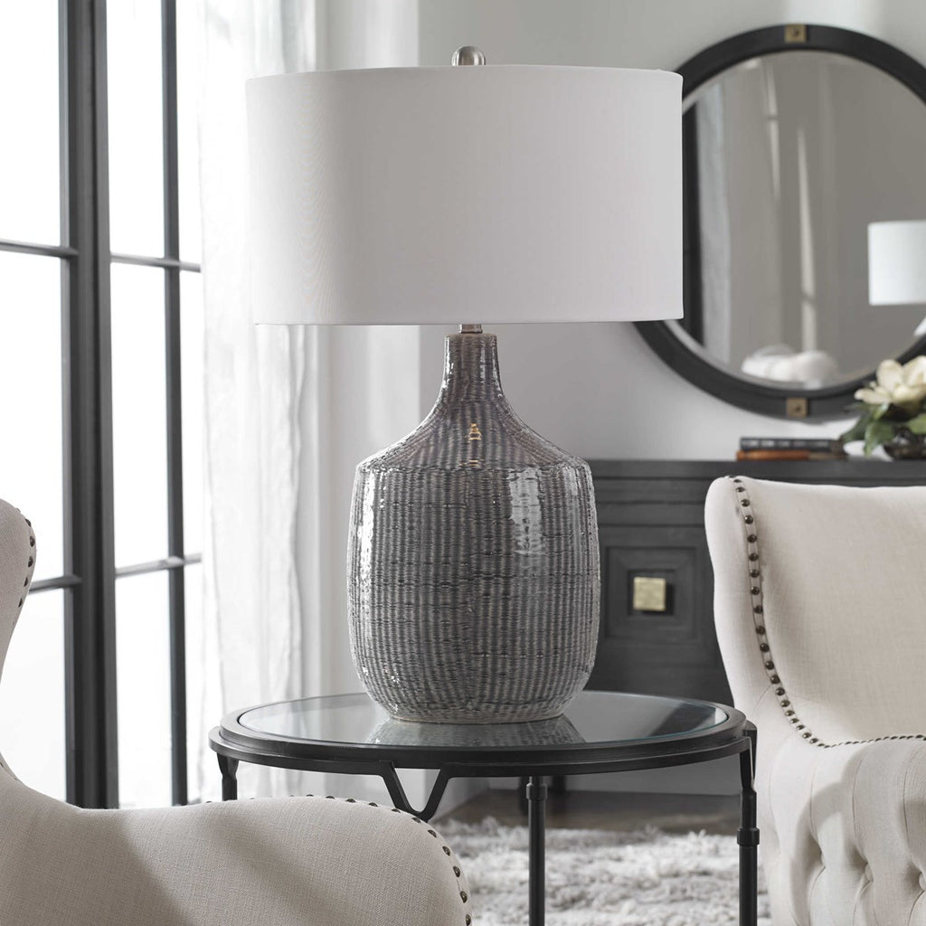 Felipe Distressed Gray Table Lamp - Bombay Mercantile