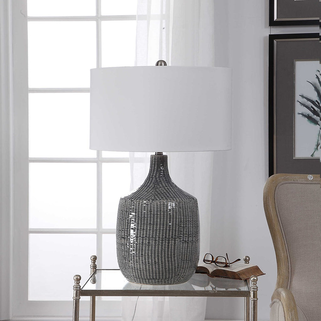 Felipe Distressed Gray Table Lamp - Bombay Mercantile