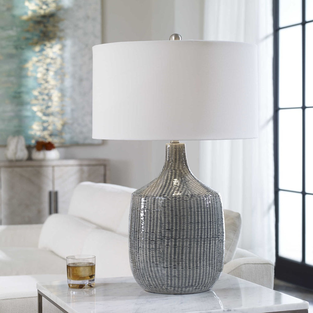 Felipe Distressed Gray Table Lamp - Bombay Mercantile