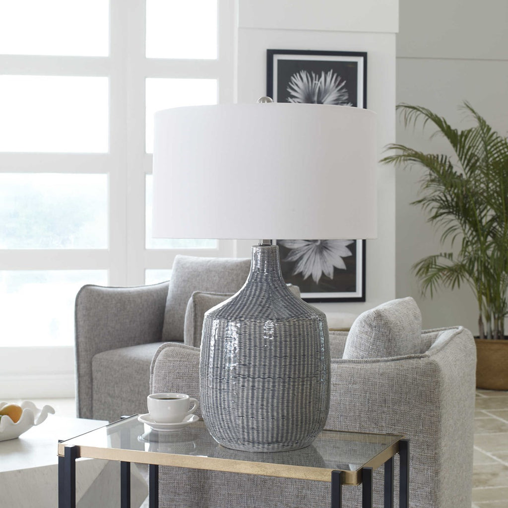 Felipe Distressed Gray Table Lamp - Bombay Mercantile