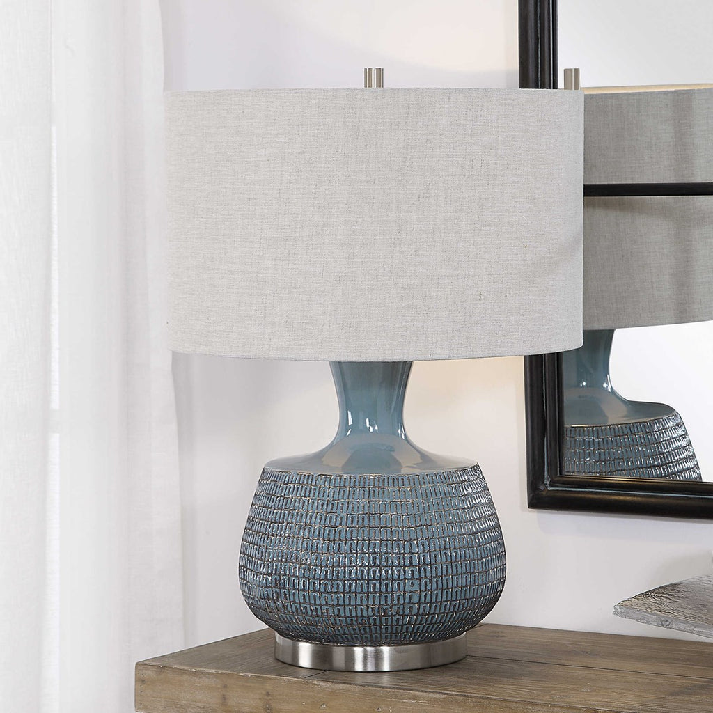 Hearst Blue Glaze Table Lamp - Bombay Mercantile