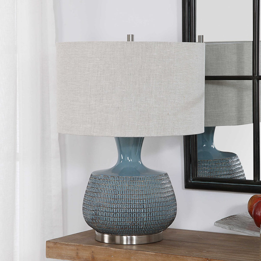 Hearst Blue Glaze Table Lamp - Bombay Mercantile