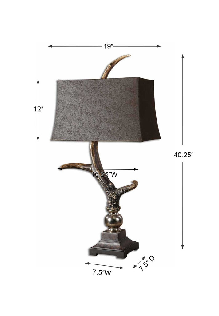 Stag Horn Dark Shade Table Lamp - Bombay Mercantile