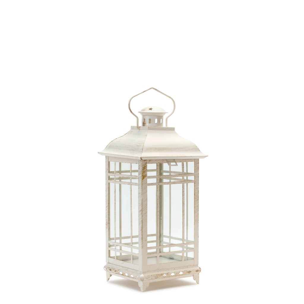White, Set of 3 Grilled Lantern - Bombay Mercantile