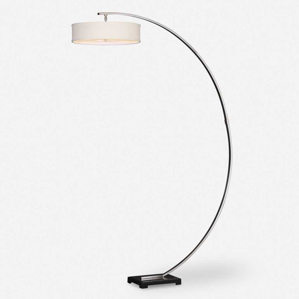 Tagus Nickel Arc Floor Lamp - Bombay Mercantile