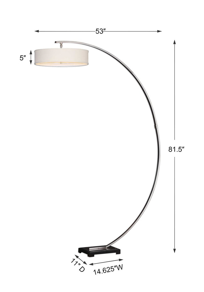 Tagus Nickel Arc Floor Lamp - Bombay Mercantile